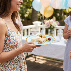Elegant 10" Ice Blue and Gold Paper Plates