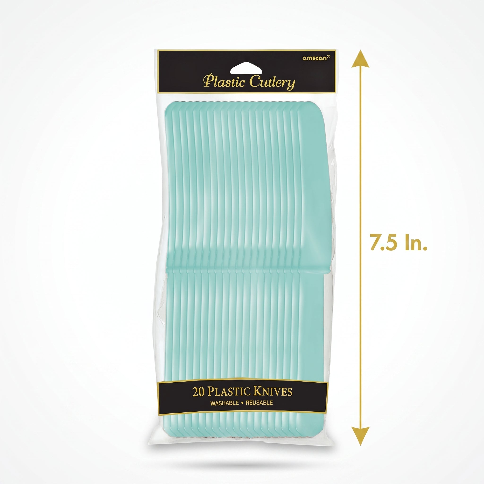 Robin's Egg Blue Plastic Knives - 7.5 In. | 20 Count