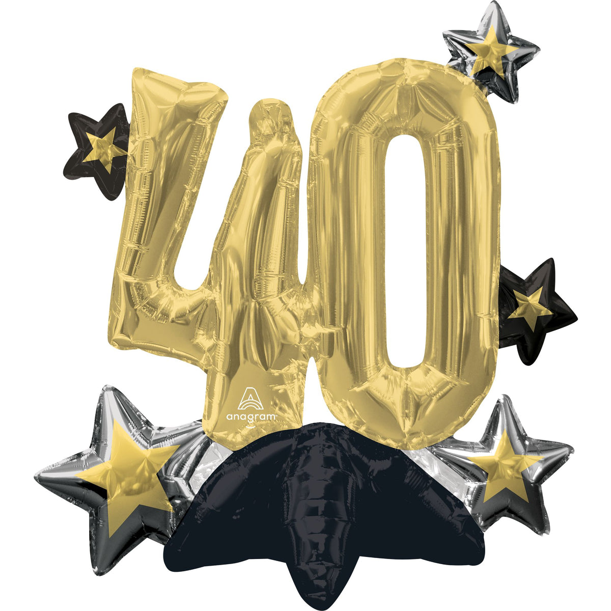Celebrate 40th Birthday Foil Balloon with Star Accents