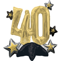 Celebrate 40th Birthday Foil Balloon with Star Accents