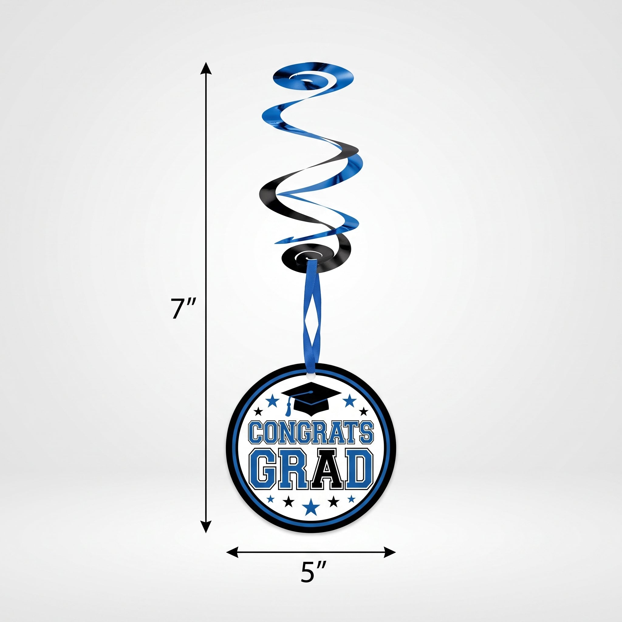 Blue "Congrats Grad" Swirl Hanging Decorations - 12 Pack