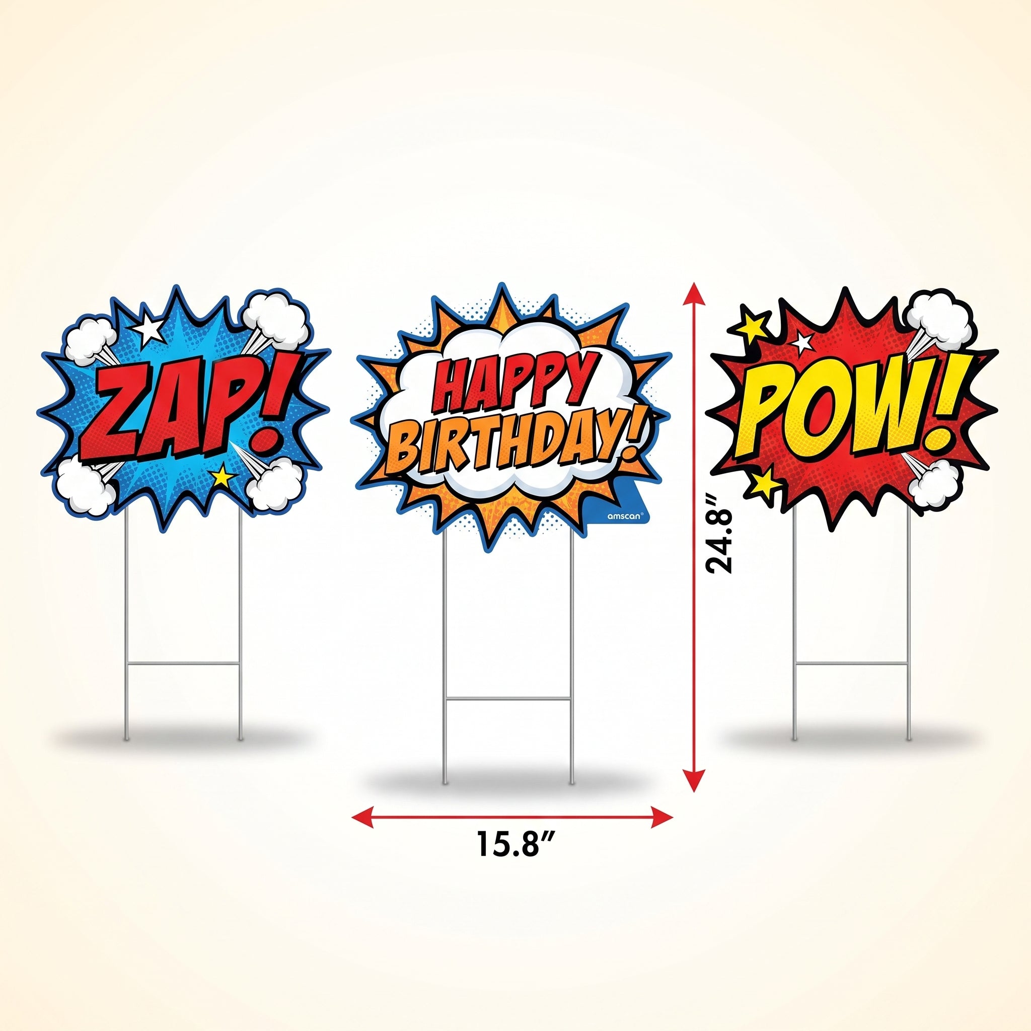 Superhero Birthday Lawn Signs - Comic Book Style