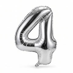Oversized Silver Number 4 Metallic Balloon