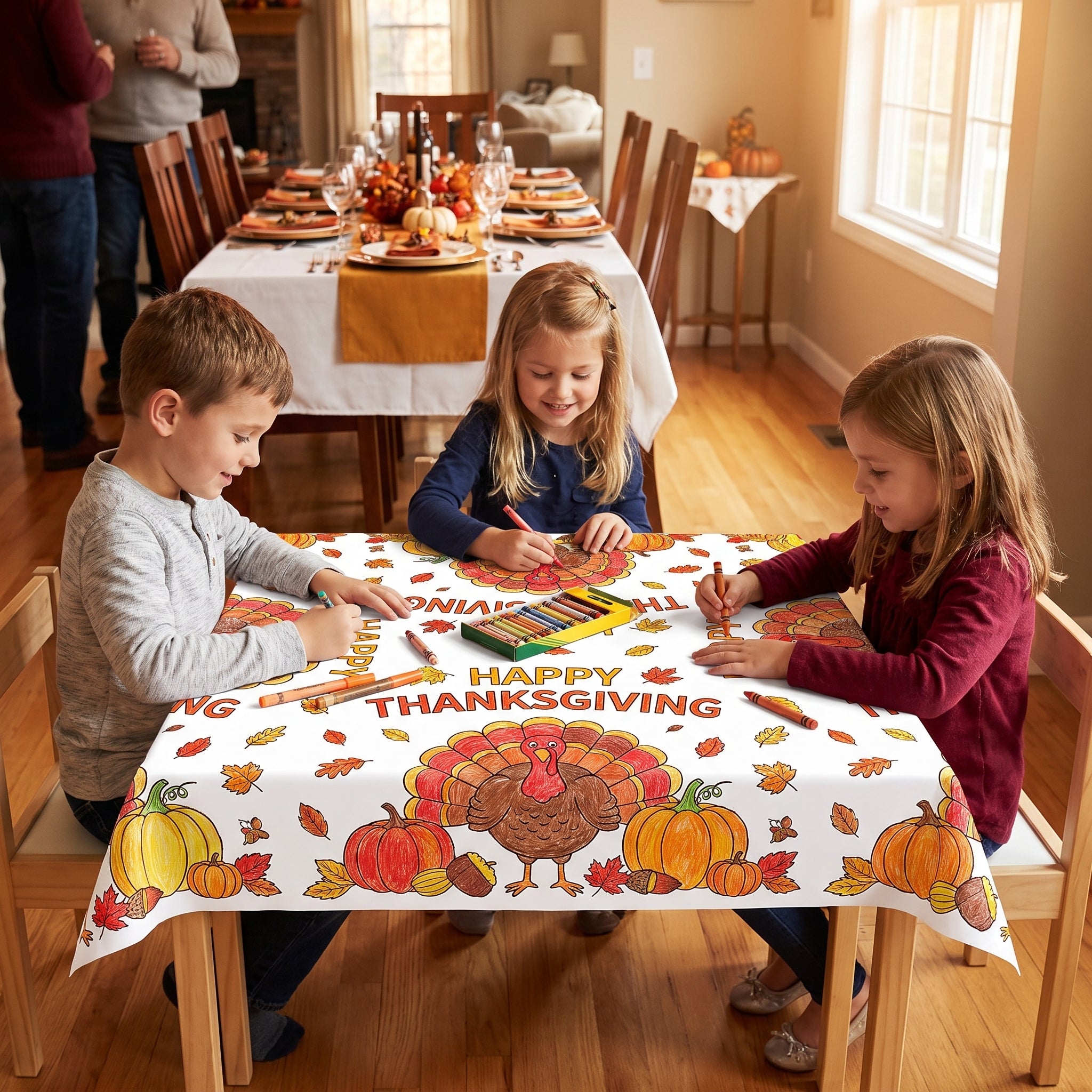 Thanksgiving Color-In Paper Table Cover