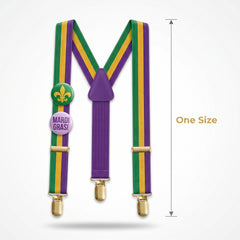Mardi Gras Masquerade Suspenders with Festive Buttons