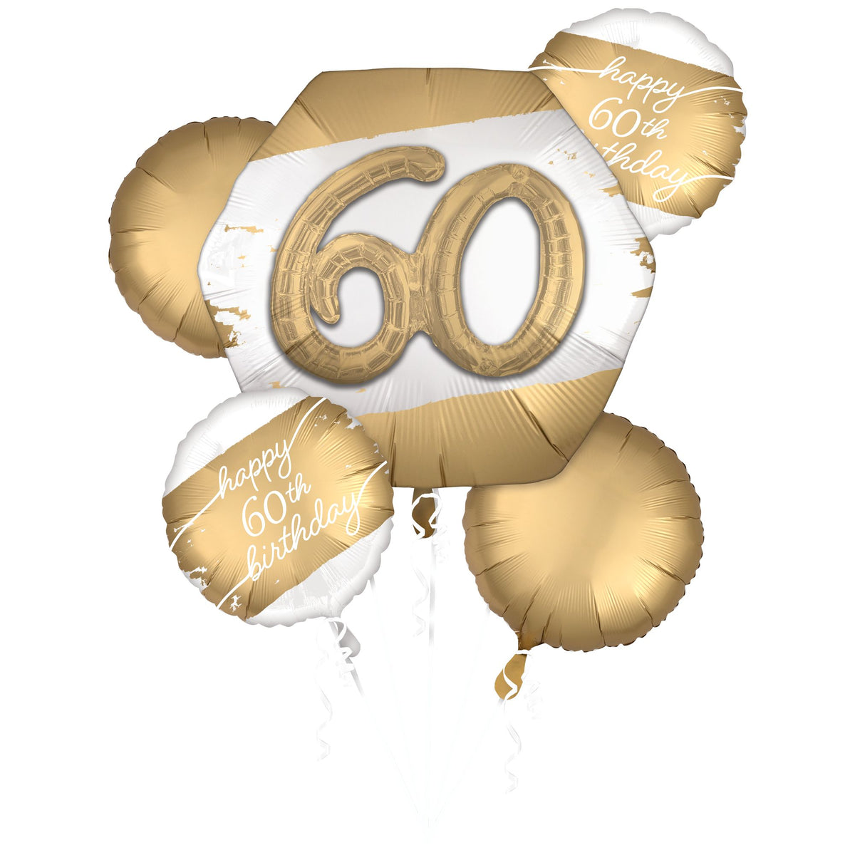 Golden 60th Birthday Foil Balloon Bouquet