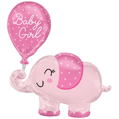 Adorable Elephant Baby Girl Balloon - Deluxe Foil