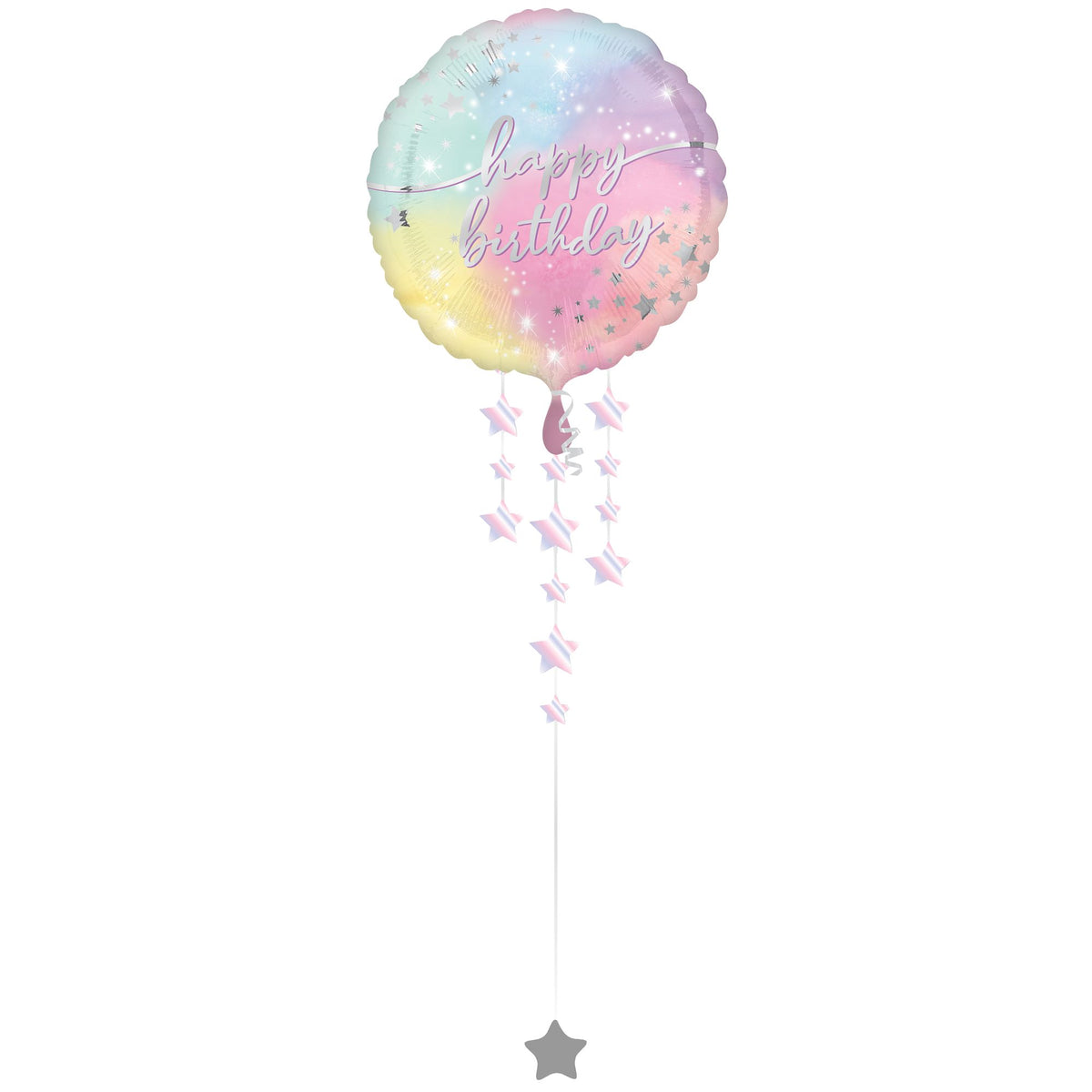 Luminous Pastel Starburst Happy Birthday Foil Balloon