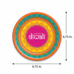 Vibrant Diwali Paper Plates - 6.75" Round