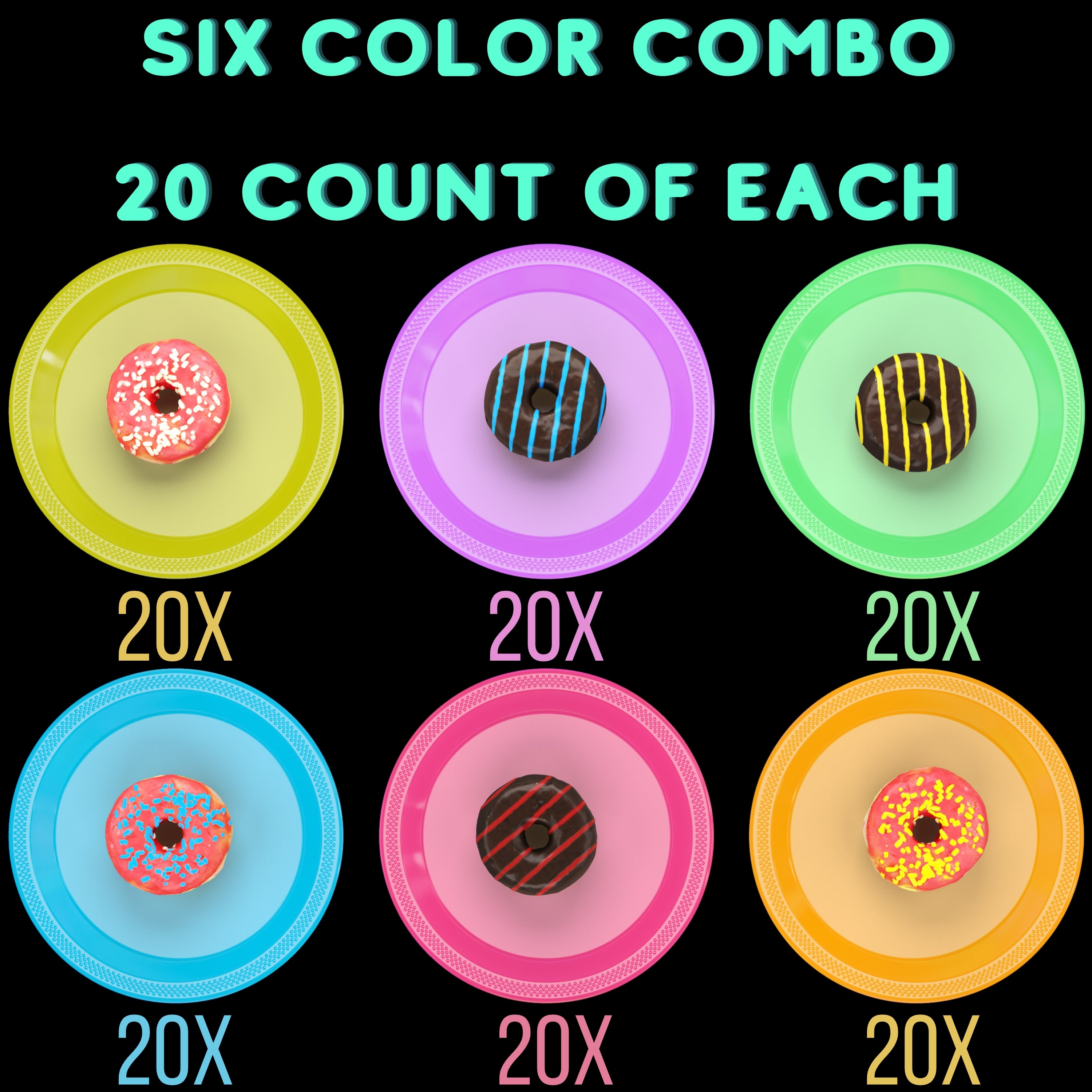 Unleashed - 9 In. Neon Assorted Color Plastic Plates - 60 Ct.