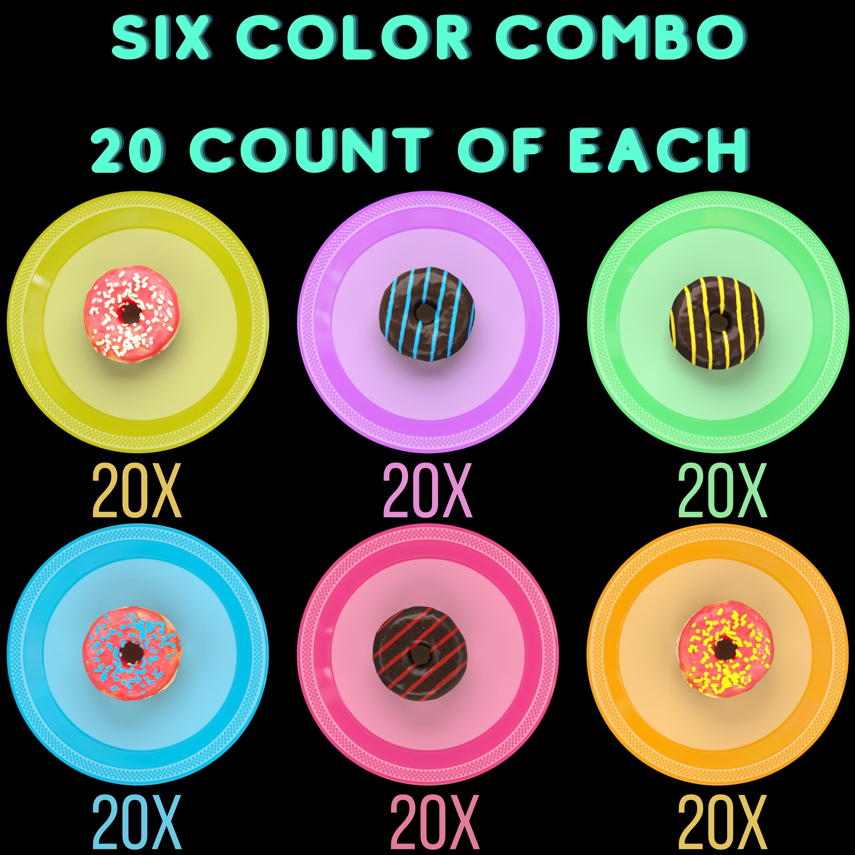 Little Gym - 9 In. Neon Assorted Color Plastic Plates - 60 Ct.