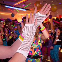 White Long Fishnet Fingerless Gloves - Costume Accessory