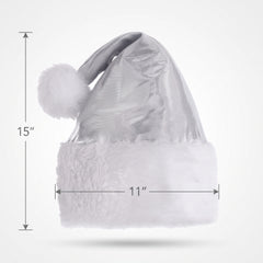 Deluxe Silver Tinsel Santa Hat for Christmas