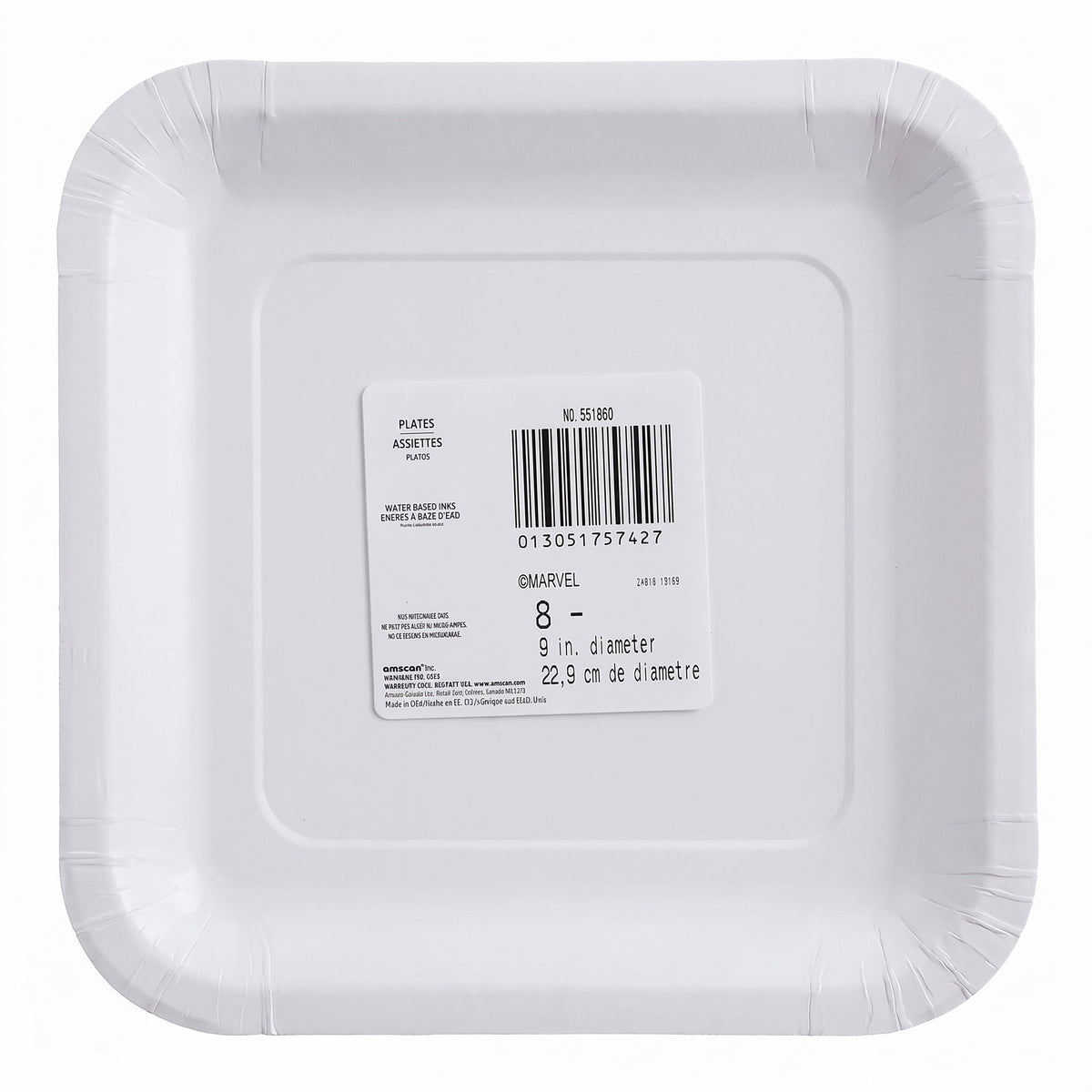 Spider-Man Webbed Wonder Square Paper Plates, 9-Inch, 8-Pack