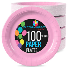 10 In. Pink Paper Plates | 100 Count