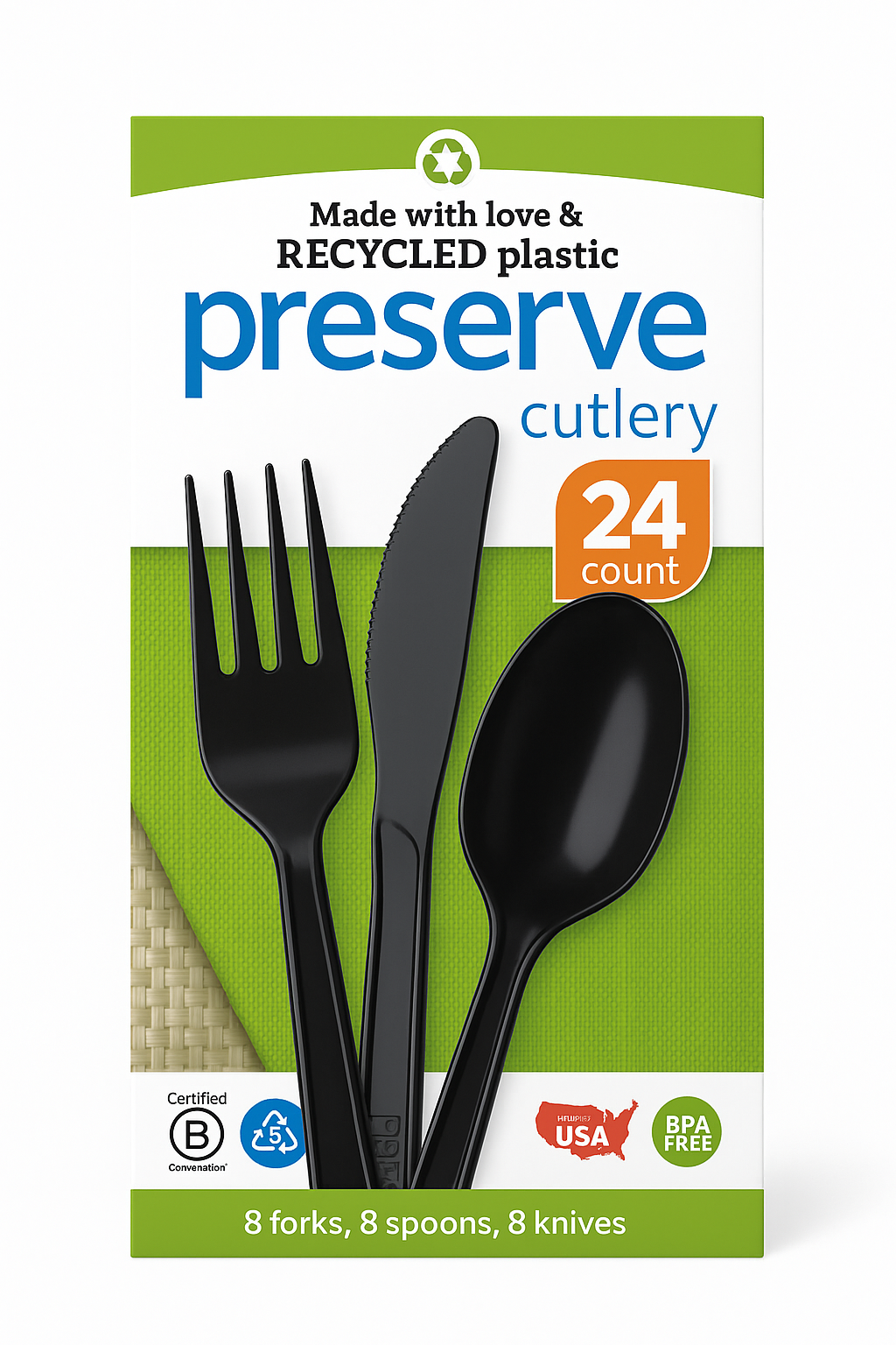 Black Assorted Cutlery Set - 24 Count