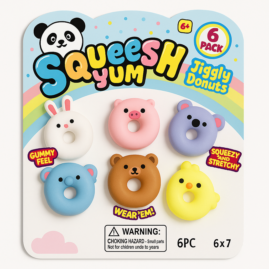 Squeesh Yum Jiggly Donuts Toy - 6 Pack