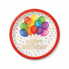 Rainbow Balloon Birthday Paper Plates - 8.5" (8 Count)