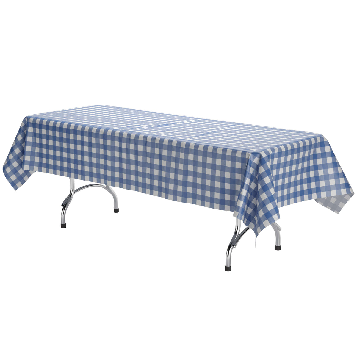 Blue Gingham Plastic Table Covers | 12 Pack