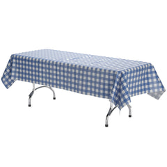 Blue Gingham Plastic Table Covers | 12 Pack