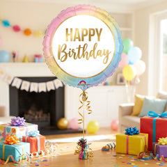 Metallic Ombre Happy Birthday Balloon - 18" Foil