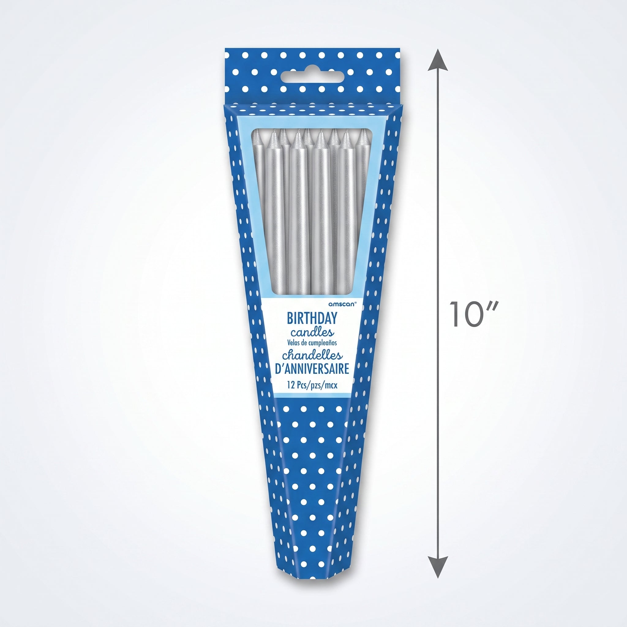 Silver Thin Taper Birthday Candles - 12 Pack