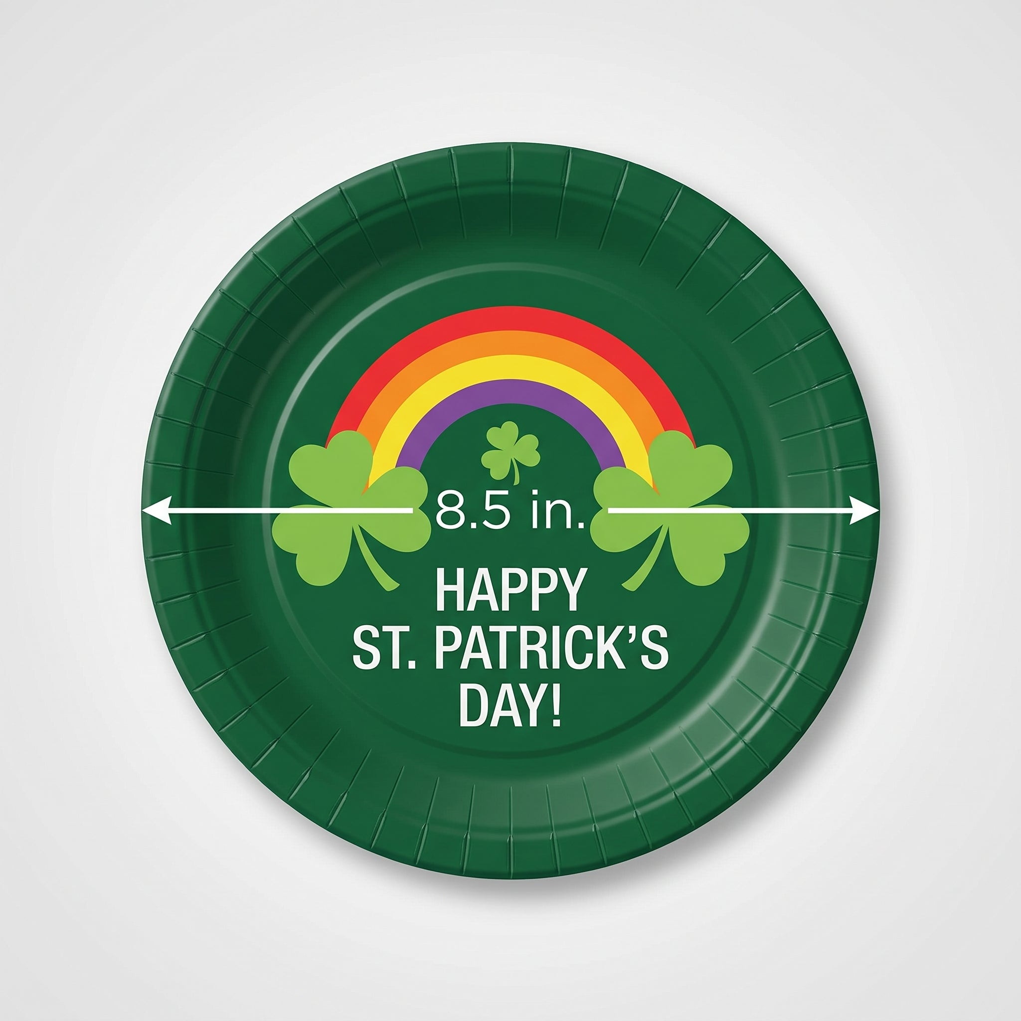 St. Patrick's Day Shamrock Paper Plates - 8.5" Round