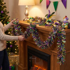 Festive 9' Mardi Gras Tinsel Garland