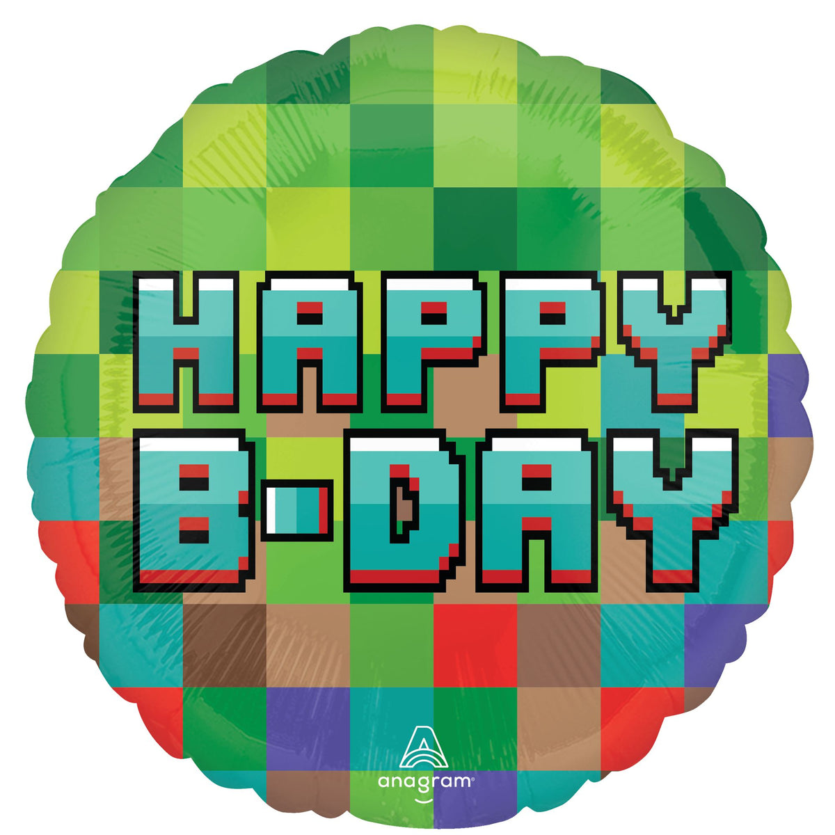 Pixel Party Happy B-Day Metallic Balloon