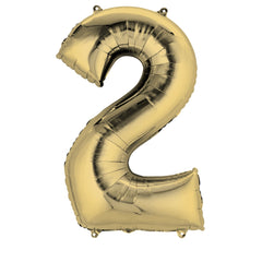 Gold Number 2 Foil Balloon - Metallic Super Shape