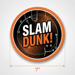 Slam Dunk Basketball 7" Round Paper Plates