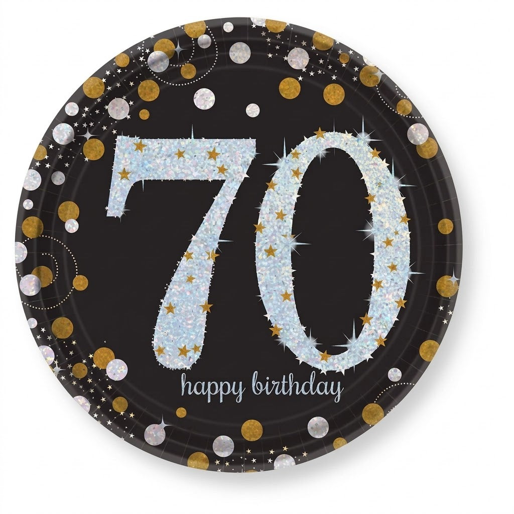 Sparkling Celebration 70th Birthday Prismatic Lunch Plates, 8-Pack