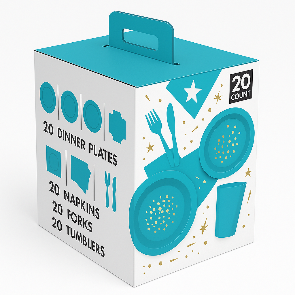 Caribbean Blue Tableware Kit - 20 Count