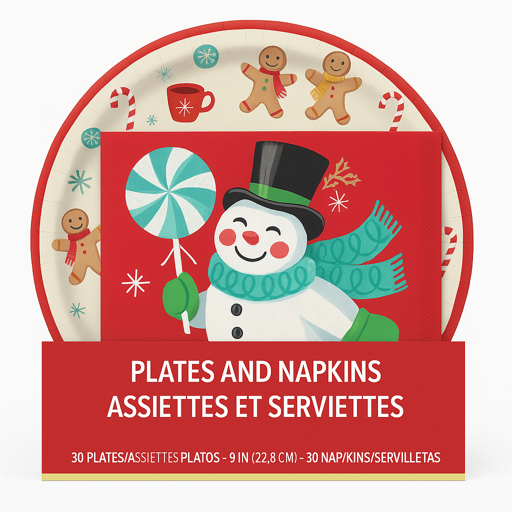 Peppermint Twist 9" Round Paper Plates - Value Pack