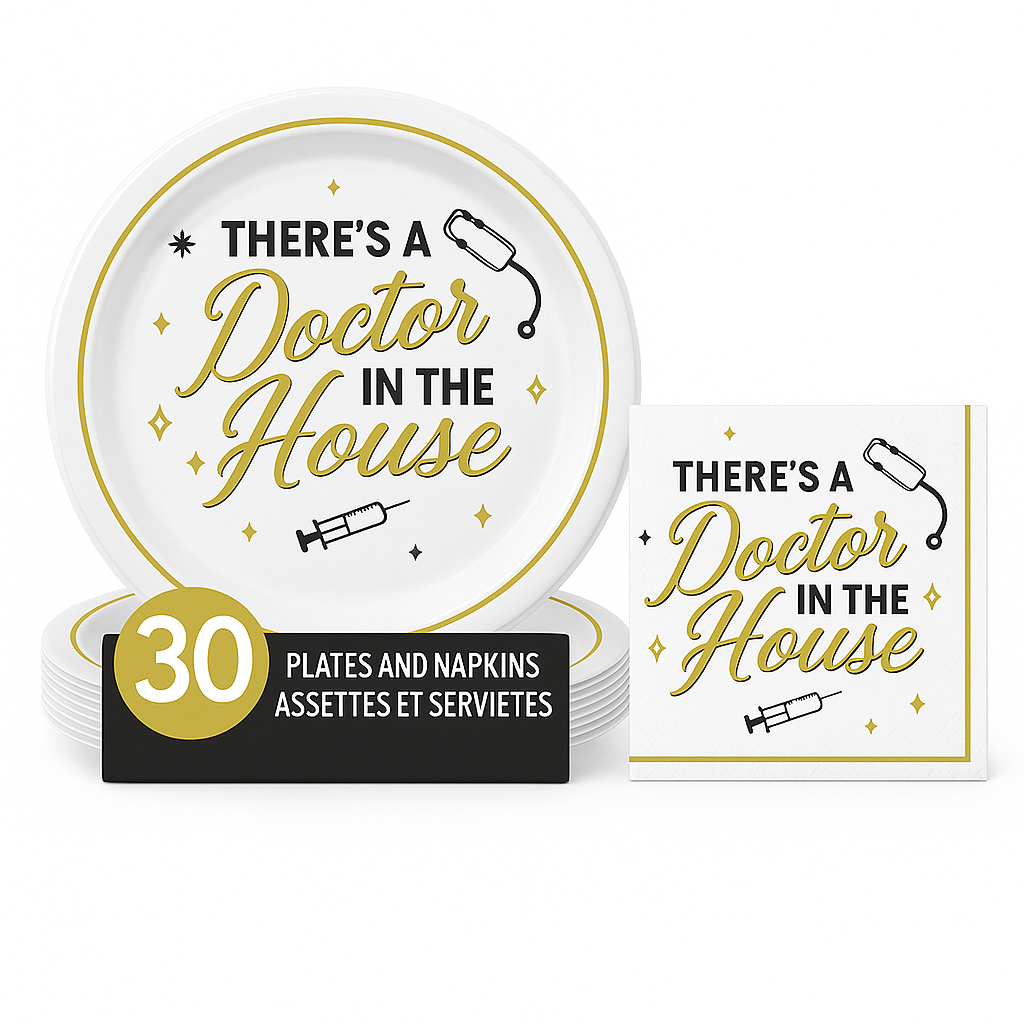 "There's a Doctor in the House" Graduation Party Plate Set - 30 Pack