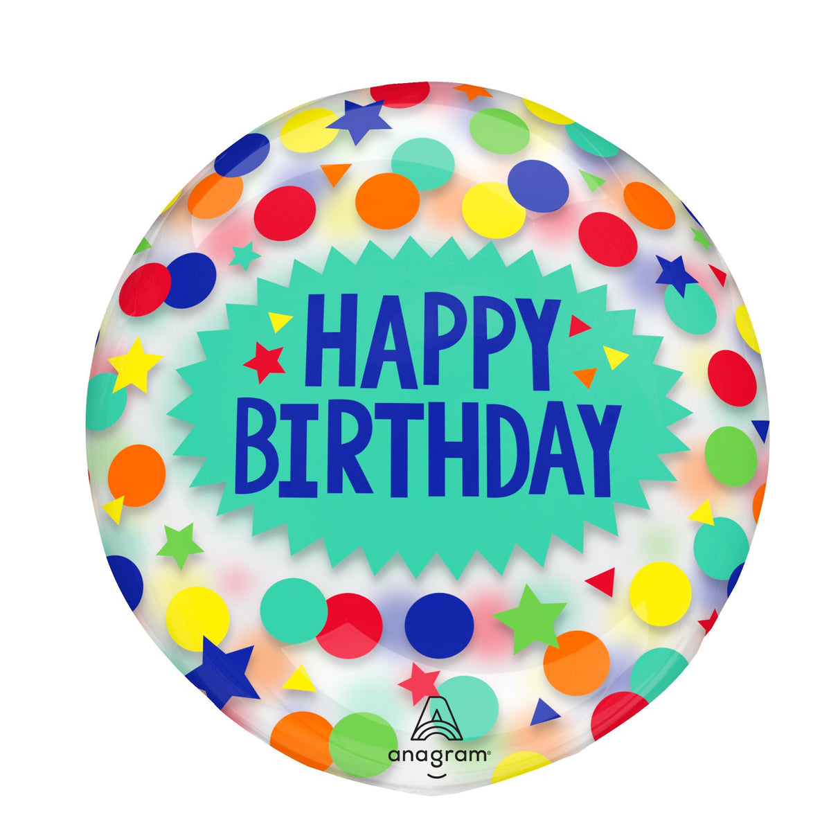 Colorful Dots & Stars Happy Birthday Foil Balloon