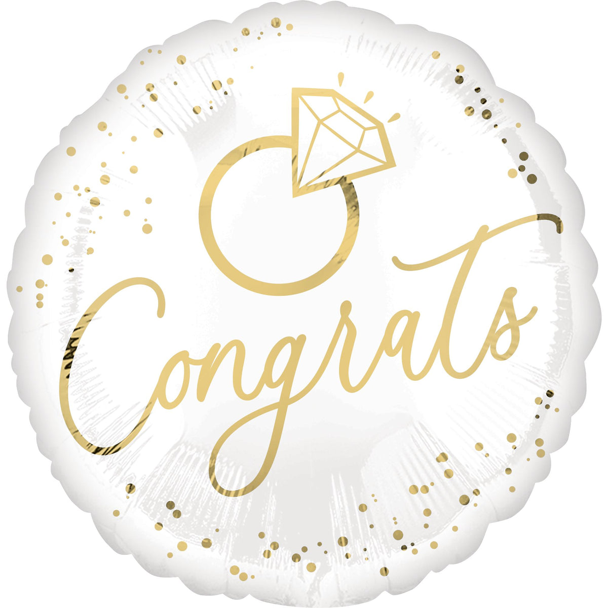 Elegant White and Gold Wedding Foil Balloon
