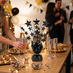 12-Inch Black Foil Star Spray Centerpiece