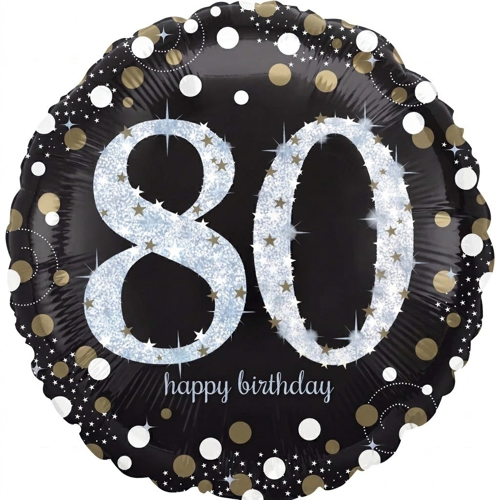 Sparkling 80th Birthday Foil Balloon - 18 Inch