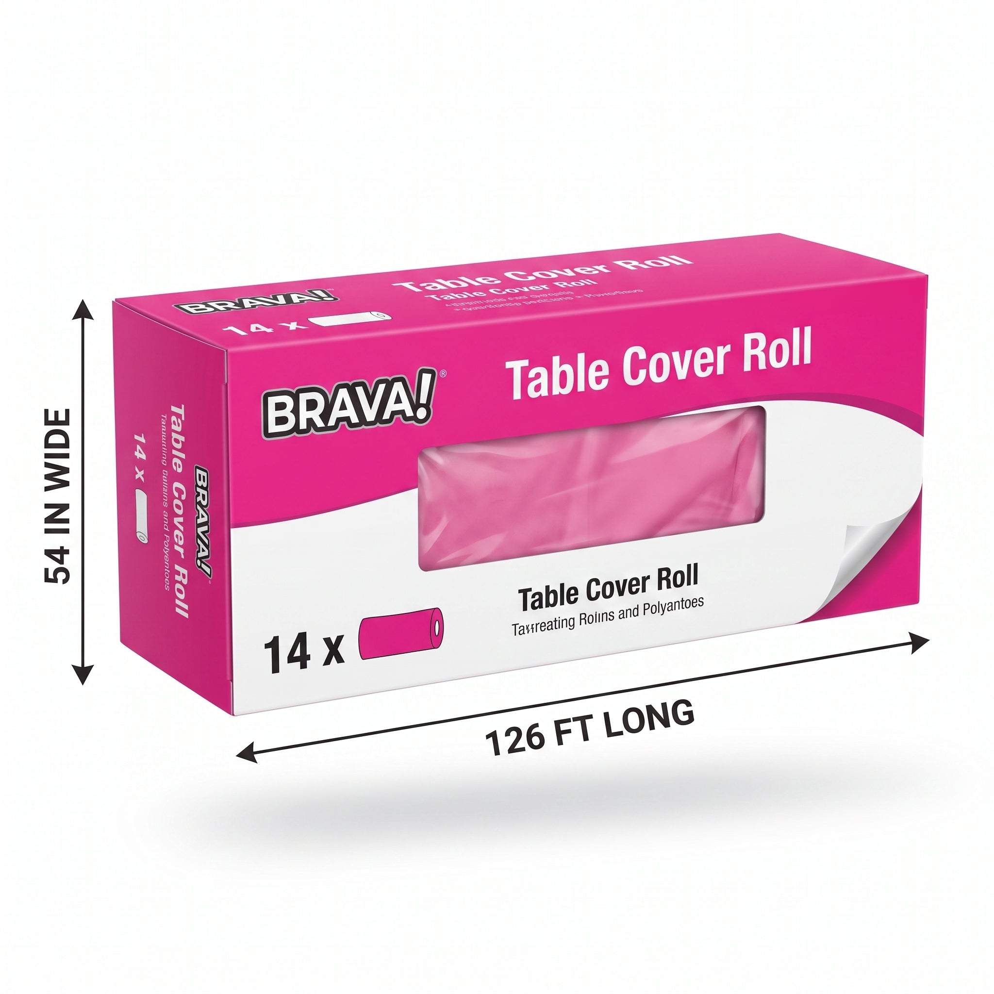 Bright Pink Plastic Table Cover Roll with Slide Cutter - 40" x 126'