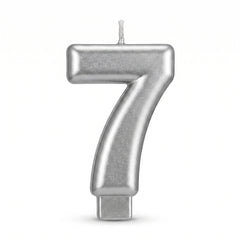 Silver Metallic Number 7 Birthday Candle