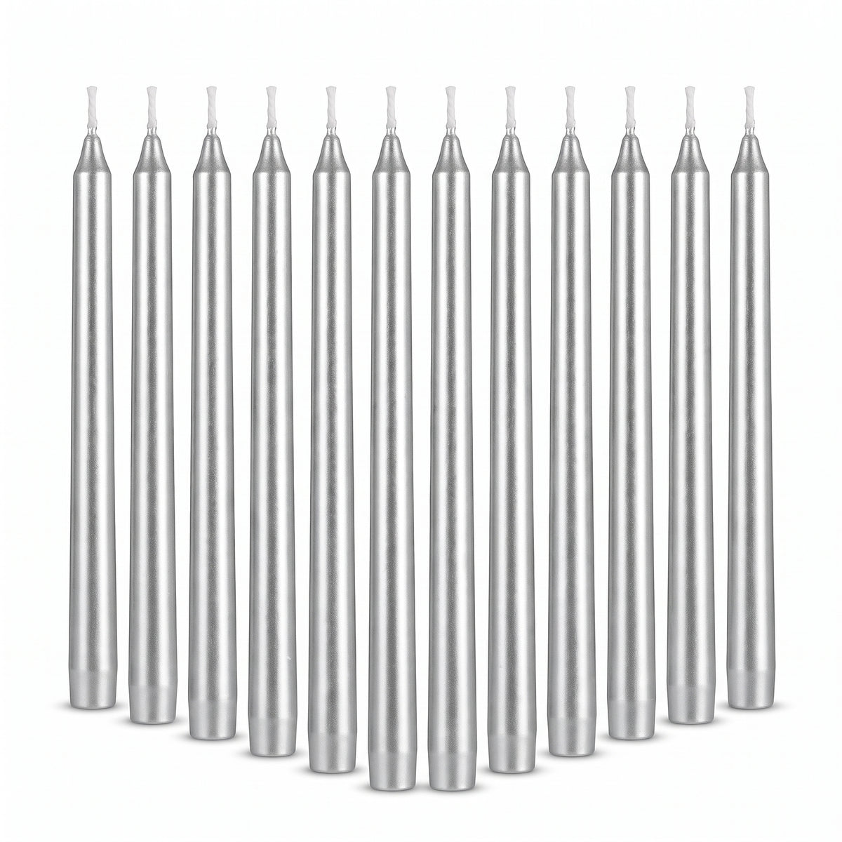 Elegant Silver Tall Birthday Candles, 5-Inch, 12-Pack