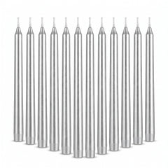 Elegant Silver Tall Birthday Candles, 5-Inch, 12-Pack