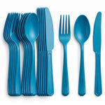 Caribbean Blue Assorted Plastic Cutlery Set - 7.5 in. - 24 Pack