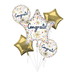 Congrats Confetti Foil Balloon Bouquet - 5 Piece Set
