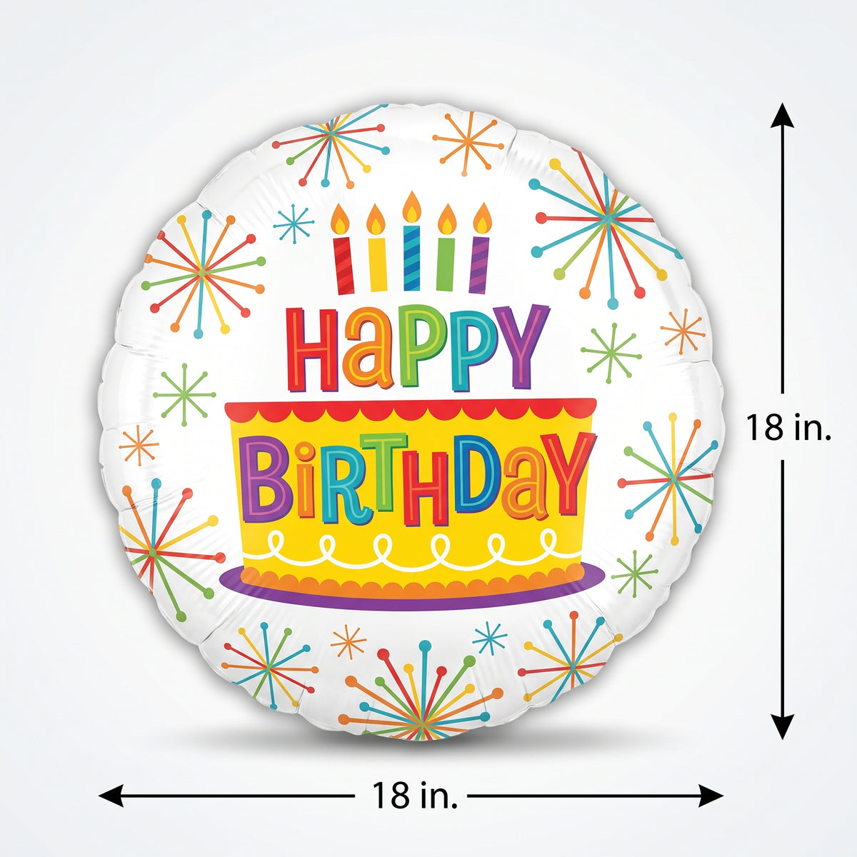 Vibrant Birthday Cake Foil Balloon - 18-Inch
