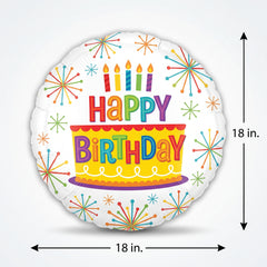 Vibrant Birthday Cake Foil Balloon - 18-Inch