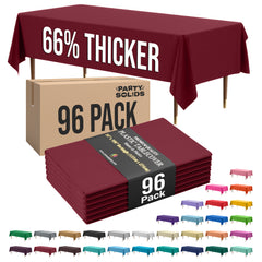 Premium Burgundy Plastic Table Cover | Case of 96 | 54 in. x 108 in.