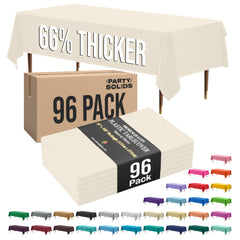 Premium Ivory Plastic Table Cover | 54 in. x 108 in. | Case of 96