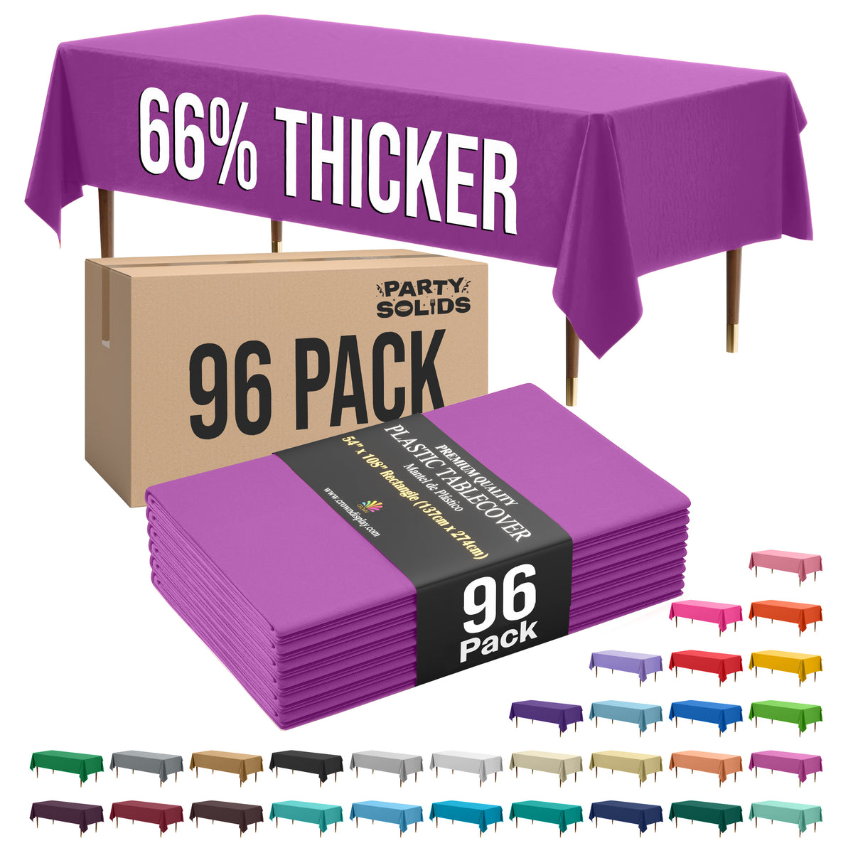 Premium Magenta Plastic Table Cover | Case of 96 | 54 in. x 108 in.